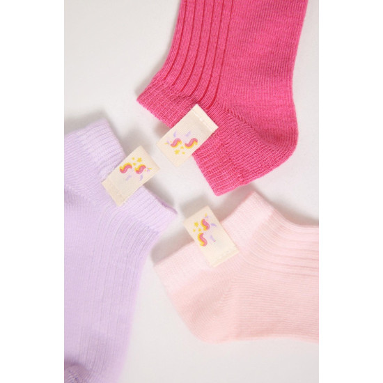 Katia Bony 3'lü Paket Kız Çocuk Fairytale Patik Çorap Pembe Desenli