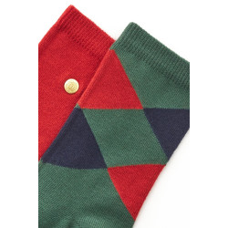 Katia Bony Erkek Çocuk Çizgi Desenli Zımba Detaylı 2 li Soket Çorap Yeşil-Bordo