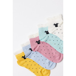 Katia Bony Kız Çocuk Kedi Desenli 5'li Patik Çorap