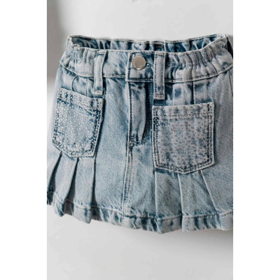 N.K Denim Pileli Etek