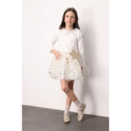 Lily Ekru Yıldız Detaylı Tütü Etek