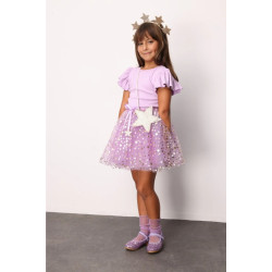 Lily Lila Yıldız Detaylı Tütü Etek