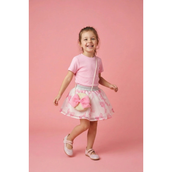 Lily Fuşya Fiyonk Detaylı Etek