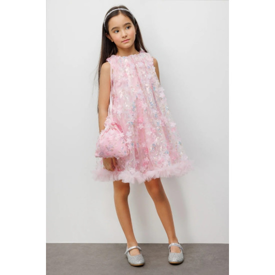 Lily Çiçek Kabartmalı Elbise