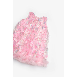 Lily Çiçek Kabartmalı Elbise 