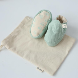 Mama Yoyo Kadife Patik - Mint - Kaydırmaz Taban