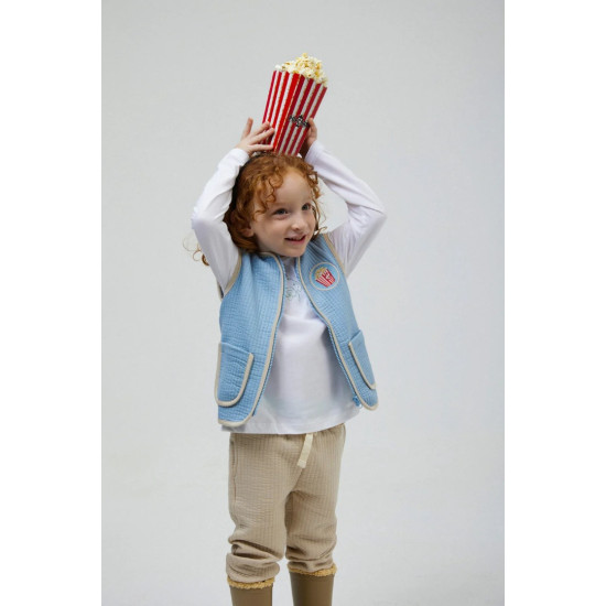 Miela Kids Kontrast Biyeli Yelek Sky Blue
