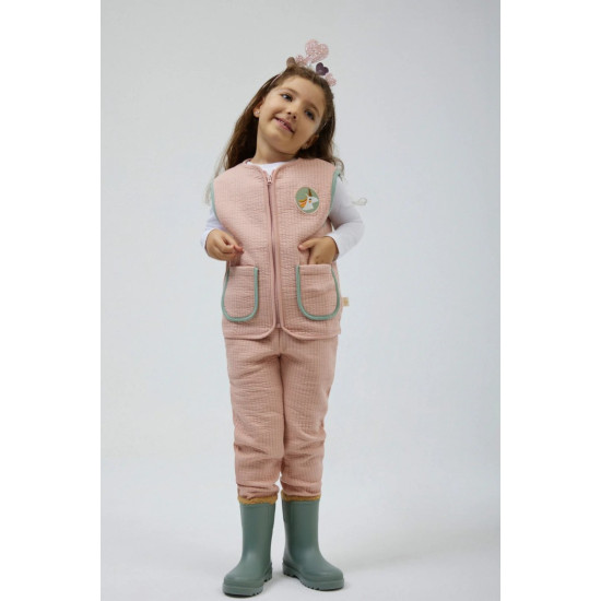 Miela Kids Kontrast Biyeli Yelek Salmon