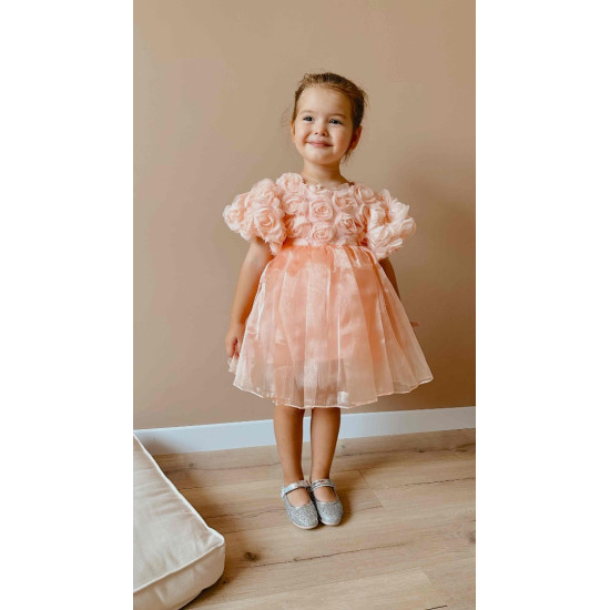 Lily Somon Gül Detaylı  Elbise