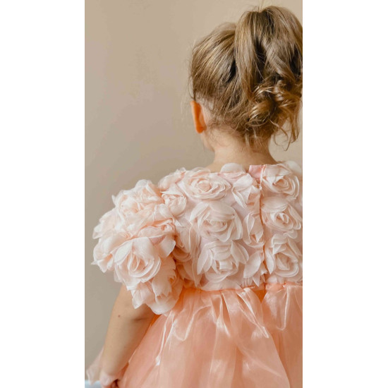 Lily Somon Gül Detaylı  Elbise